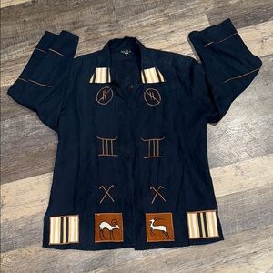Vintage Men's Black Zodiac Design Shirt made in Ghana